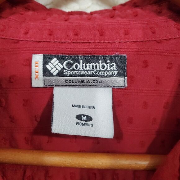 Womens Colombia Long Sleeved Red Shirt w/ Textured Dots Size Med. - Picture 4 of 16